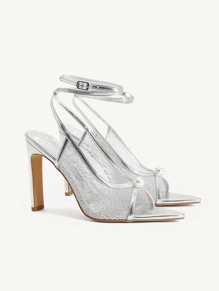 CUCCOO SZL Metallic Pointed Toe Stiletto High Heel Sexy Women Sandals