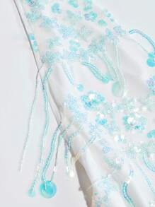 Glamine Vestido mini de verano para vacaciones de mujer, nuevo vestido verde de mujer con cuello halter, vestido sexy con decoración de flecos