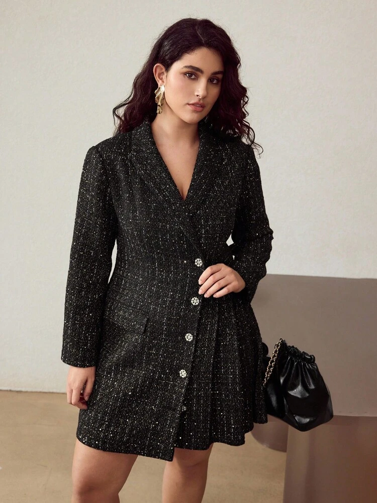VESTIDO DE BOTONES DE TWEED TALLA GRANDE