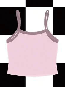 Studio Chunk Women's Slogan Print Fitted Casual Camisole Going Out Tops - Pink - View 2