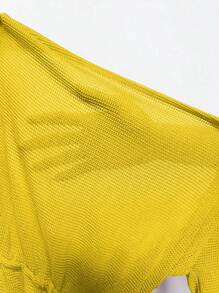 Swim Vcay 女士純色深V領遮臀裙 - 黃色 - 查看 6