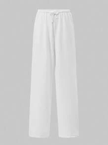 Sparklyn 2 pezzi/set Pantaloni larghi a maglia larga casual e versatili per ragazze/adolescenti, adatti per uso quotidiano e a scuola, autunno/inverno