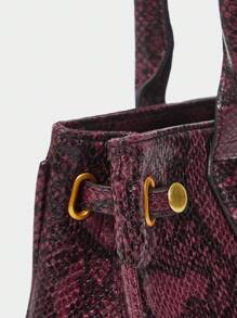 SHECARRY 女士单肩包 PU 皮革 秋冬 学校 旅行 通勤 工作 优雅 精致 绗缝包 链条包 - 紫色 - 查看 6