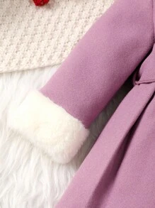 SHEIN Vintaside Kids 女婴博格领系带外套