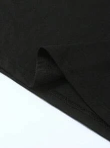 SHEIN Áo thun cổ tròn tay ngắn in họa tiết quả anh đào cỡ lớn dành cho nữ, mùa hè - màu đen - Xem 5