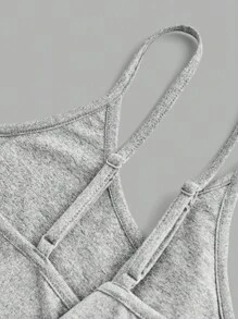 4 pièces Débardeur court ajusté de sport minimaliste de couleur unie pour jeunes filles, Noir/Blanc/Gris - Multicolore - Voir 7