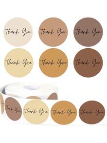 500 张/卷波西米亚自粘式感谢标签贴纸，圆形密封标签，适用于商务、婚礼、生日、送礼会用品和信封礼品包装