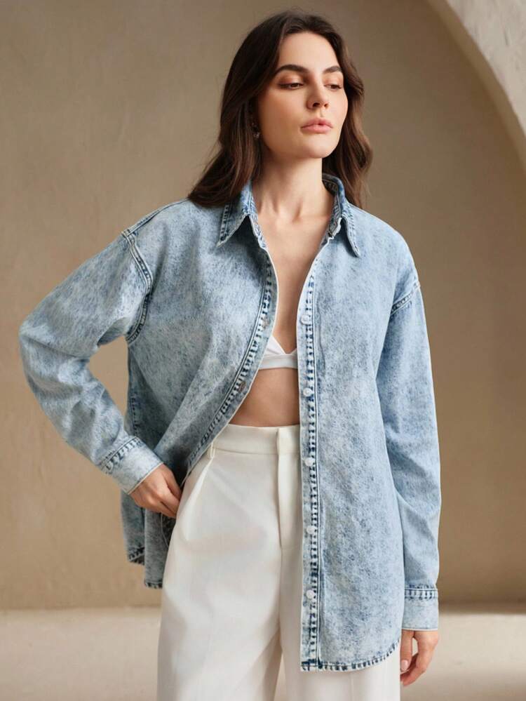 Heavy Embroidery Women's Blue Jeans, Street Style