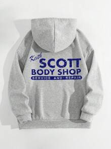 Manfinity Dauomo 男士超大号休闲 Keith Scott 灰色字母印花连帽卫衣，适合派对和聚会、毕业典礼、返校、毕业典礼、男士教师 - 深灰色 - 查看 2