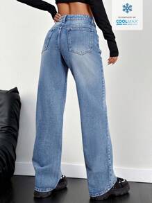 Jeanoix Coolmax製袋和拉鍊直筒牛仔褲