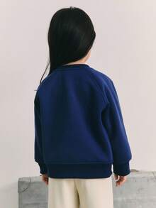 Maija Kids Maija Kids Young Girl Casual Round Neck Numeric Pattern Sweatshirt, Autumn/Winter Kids Jumper Sweatshirt For 6 Year Olds Kids Sweatshirt Childrens Jumper Kids Clothes Fall - Navy Blue - View 2