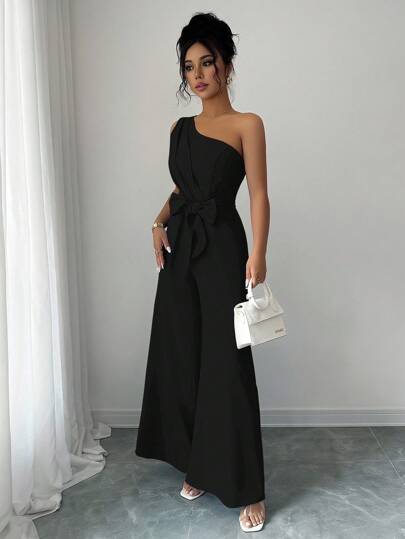 Elenzga Elegant Commuter Solid Color Jumpsuit