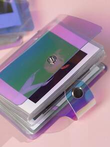 SHEIN 1/2/3/4 piezas Álbum de fotos de color aleatorio de 3 pulgadas Mini álbum de fotos láser Álbum de fotos Cuaderno Libro de almacenamiento de tarjetas pequeñas