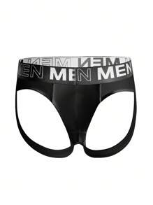 Set de 2 piezas de ropa interior de hombre con sujeta calcetines y diseño de logotipo - Negro - Ver 2