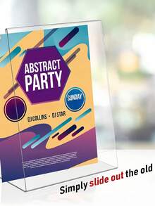 SHEIN Acrylic Sign Holder, Clear Tabletop Menu Stand, Slant Back Transparent File Table Holder, For Home Office Retail Show Fair Restaurants Wedding Reception Party Decoration, 4''x6'',6/10pcs