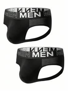 Set de 2 piezas de ropa interior de hombre con sujeta calcetines y diseño de logotipo - Negro - Ver 5