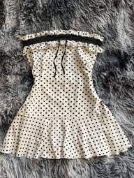 INAWLY Vestido sin tirantes elegante de lunares de talla grande, para verano