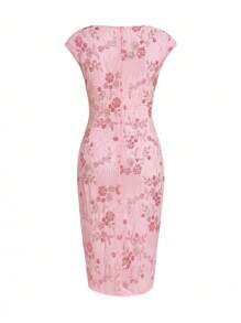 Gownix Women's Elegant Slim Fit Sequin Embellished Stretch Dress, Pink, Summer  Fall Clothes Gorgeous Dress Dresses For Women Party - Pink - View 3