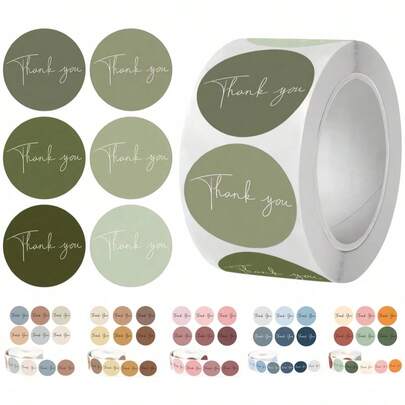 500 miếng/cuộn nhãn dán cảm ơn tự dính phong cách Bohemian, nhãn dán kín hình tròn, thích hợp cho doanh nghiệp, đám cưới, sinh nhật, tiệc tùng và bao bì quà tặng