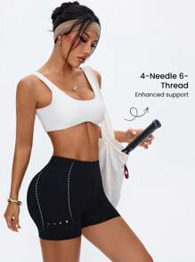 SHEIN Sports 夏季运动户外跑步健身运动短裤 - 黑色 - 查看 7