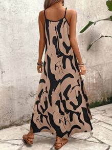 SHEIN Tall Women's Floral Print A-Line Loose Fit Vacation & Casual Sleeveless Dress - Multicolor - View 2