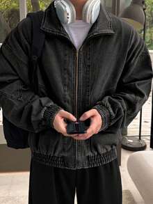 DAZY 男士纯蓝色牛仔夹克，秋季