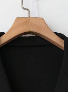 Rometta 大码女式两件套：纯色翻领长袖西装外套和蝴蝶结装饰网眼中裙，适合秋季 - 黑色 - 查看 4