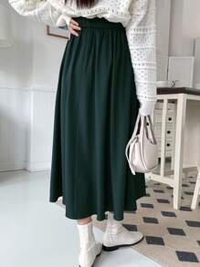 DAZY Women's Casual Solid Color Pleated Skirt Fall