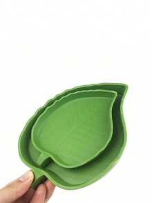 1pc Maple Leaf Shaped Feeding Bowl And Water Dish For Reptile, Turtle, Hamster, Frog, Plasitic, - Green - View 6