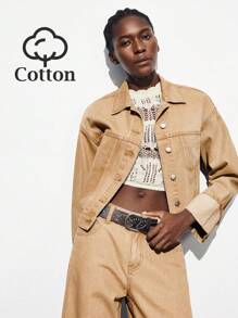 Maija 女士休闲日常水洗纽扣牛仔夹克