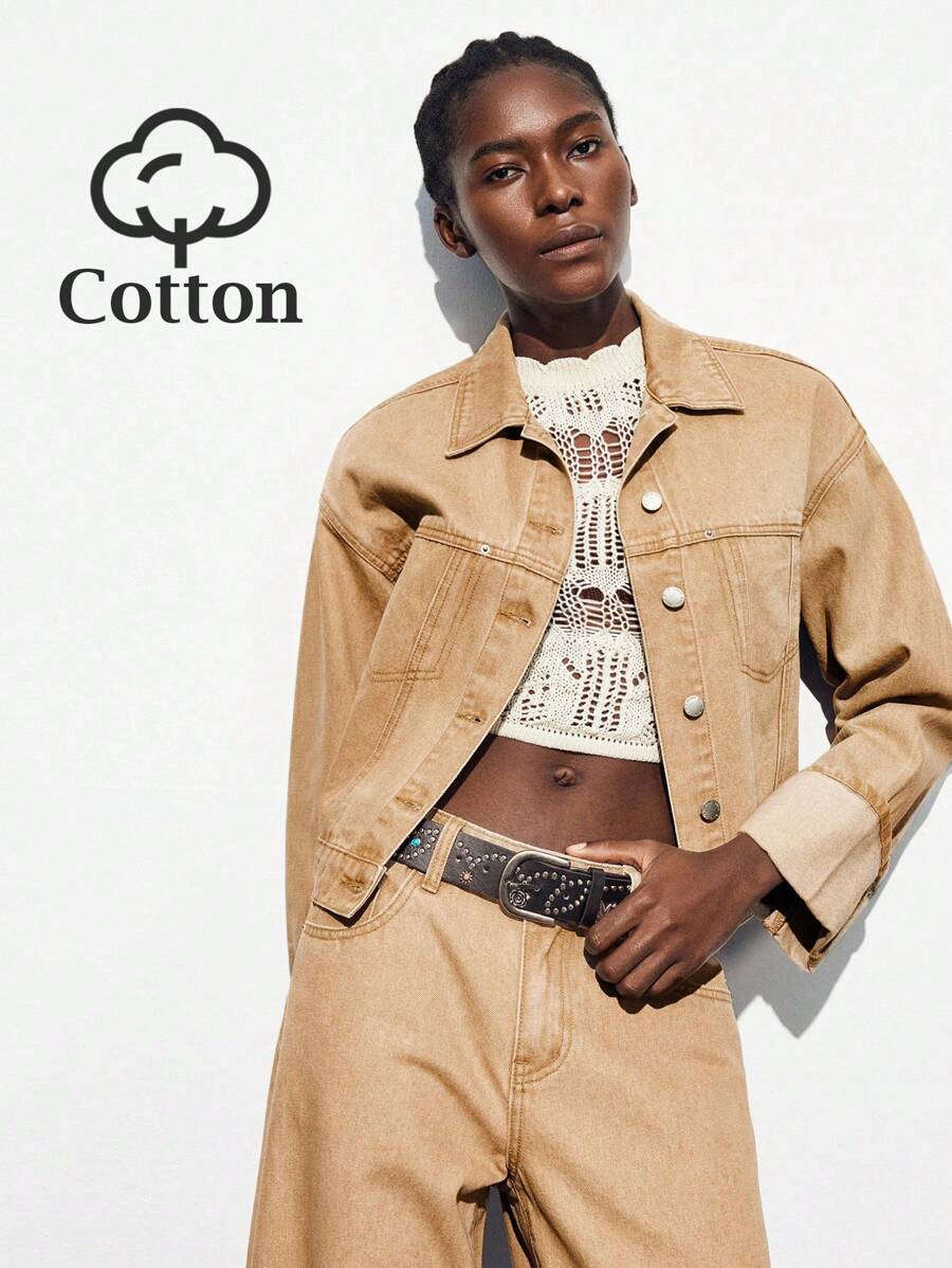 Maija 女士休闲日常水洗纽扣牛仔夹克