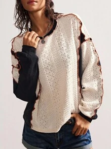 Bohemela 大码女式休闲宽松长袖上衣 - 白色 - 查看 5