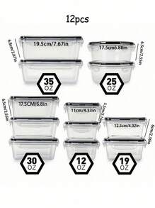 SHEIN 1 套 12 个食品储存容器/24 张贴纸和笔套装，冰箱和便当餐盒，含 24 张贴纸和笔