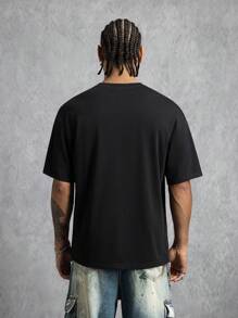 GODZILLAxKONG X SHEIN Men's Letter & Monster Graphic Round Neck Short Sleeve T-Shirt - Black - View 2