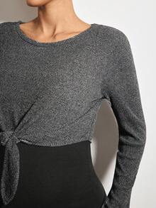 MaterniWear 办公室、商务休闲女装、秋装、孕妇装秋装孕妇装 2 件孕妇打结腰长袖上衣和紧身连衣裙套装孕妇装孕妇服装孕妇装长袖孕妇装 - 彩色 - 查看 7
