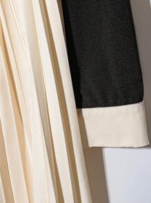 Regalyn Plus Size Elegant Commuter Color Block Pleated Dress Fall Cloth For Women