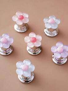 3-1 件花卉卡通马桶冲水手柄、花形马桶冲水按钮、马桶水箱按钮、花形马桶按压器、马桶冲水按钮推杆工具、创意花朵抽屉柜拉手 - 轻松按压，时尚浴室配件，优雅触感，适合长钉设计
