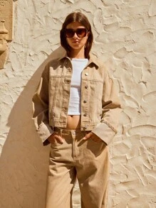 Maija 女士休闲日常水洗纽扣牛仔夹克