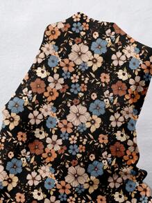 EMERY ROSE Elegant Plus Size Long Tunic Dress With Random Print And Round Neckline Long Floral Dress Maxi Dress With Short Sleeves,Holiday Outfits For Women - Multicolor - View 8