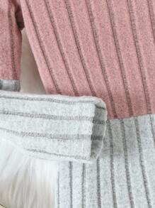 Elladie kids Young Girl Soft Round Neck Long Sleeve Patchwork Long Dress With Cap In Autumn - Multicolor - View 5