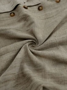 Aalyst Vestido largo de verano de línea A con bolsillo, cuello de camisa, manga corta, cintura con cordón, unicolor, estilo básico y versátil para mujer - Caqui - Ver 7