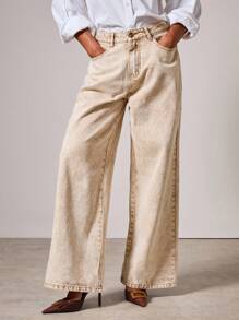 COSMINA Denim Damen Lässig Vintage Weit geschnittene Jeans - Aprikosenfarben - Übersicht 7