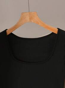 Franclia Summer Casual Commuter Solid Color Short Sleeve Top And Striped Wide Leg Pants Set Clothes For University - Black - View 4