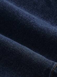 SHEIN Tall CURVE Quần short denim cạp cao thời trang dạo phố mùa hè thường ngày cỡ lớn dành cho nữ - Rửa tối - Xem 4