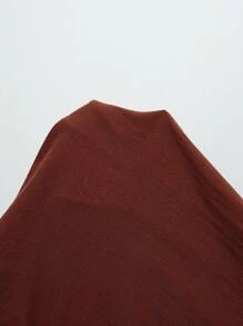 Aalyst Women's Elegant Fashion Commuter Casual Comfortable Charming Retro Minimalist Round Neck Side Drawstring Front Split Sleeveless Solid Color Dress