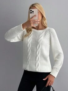 EURMUSE Casual Versatile Solid Color Round Neck Raglan Sleeve Sweater,Jumper,Cream Jumper,Jumpers For Women,Jumpers,Black Jumper,Women's Jumper,White Jumper,Women's Jumper,Women's Jumpers,Winter Clothes - Apricot - View 5