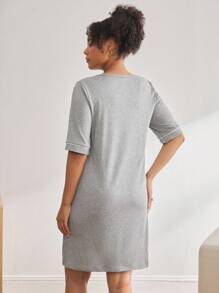 BloomMama Maternity Loungewear - Short Sleeve Top + Knee-Length Jumpsuit Breastfeeding Pajamas Postpartum Loungewear Sleepwear Women Button Front