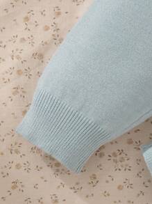 Souflis Souflis 婴儿/女婴针织毛衣套装，圆领可爱套头衫和无脚裤，柔软、温暖、百搭、舒适 - 淺藍色 - 查看 6