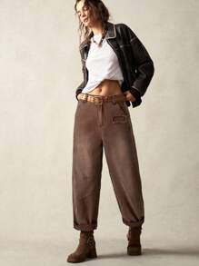 Bohemela Women's Casual Vacation Woven Denim Harem Pants Brown Pants For Women Western Pants