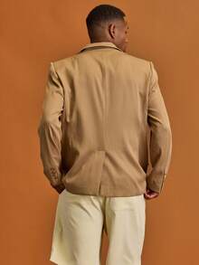 Musero Men Single Breast Tailored Patch Pocket Blazer Summer Spring Vacation Smart-Wear - Khaki - View 2